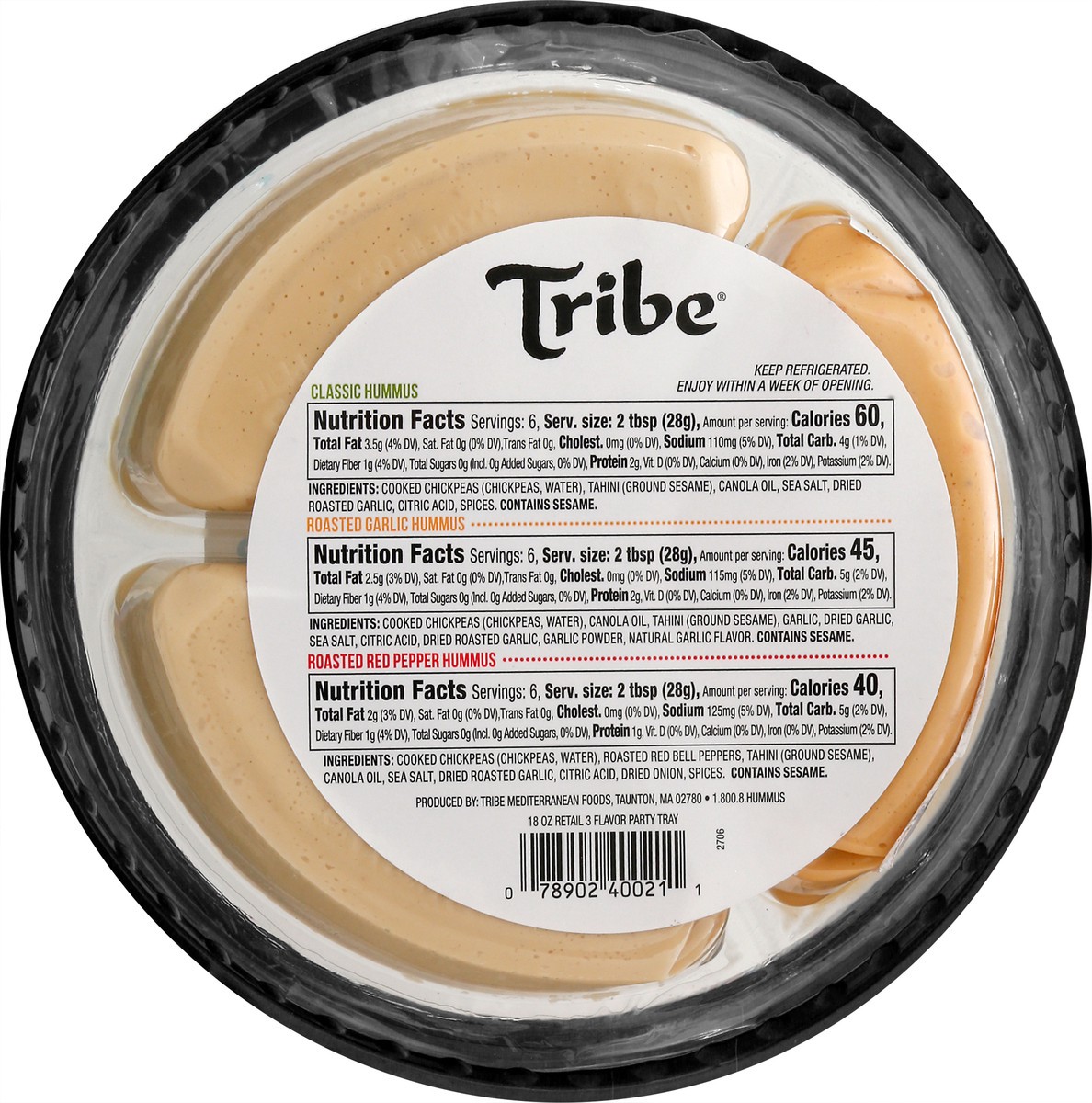 slide 4 of 9, Tribe Party Tray Hummus, 18 oz