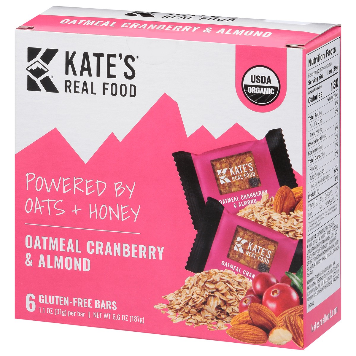 slide 3 of 9, Kate's Real Food Oatmeal Cranberry Almond Mini Multipack, 6 ct