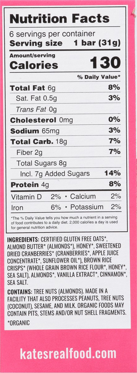 slide 2 of 9, Kate's Real Food Oatmeal Cranberry Almond Mini Multipack, 6 ct