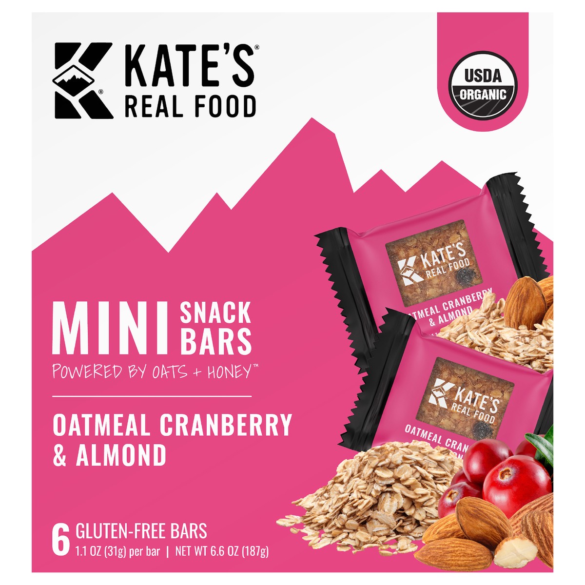 slide 1 of 9, Kate's Real Food Oatmeal Cranberry Almond Mini Multipack, 6 ct