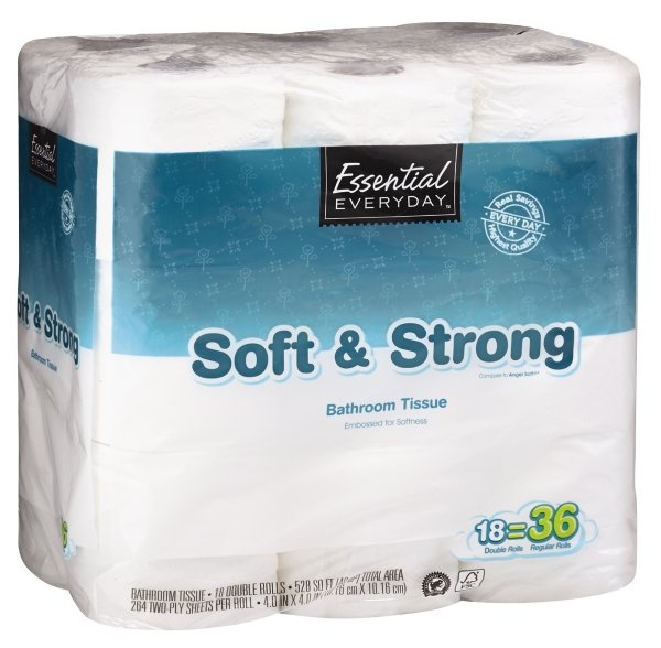 slide 1 of 1, Essential Everyday Double Roll Bath Tissue, 18 ct