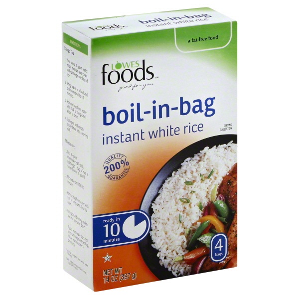 slide 1 of 1, Lowes Foods Boil In Bag White Rice, 14 oz