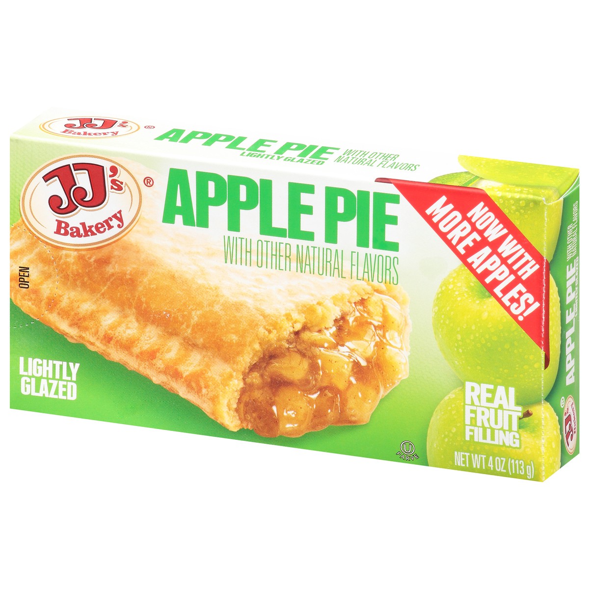 slide 3 of 9, JJ's Bakery Lightly Glazed Apple Pie 4 oz, 4 oz
