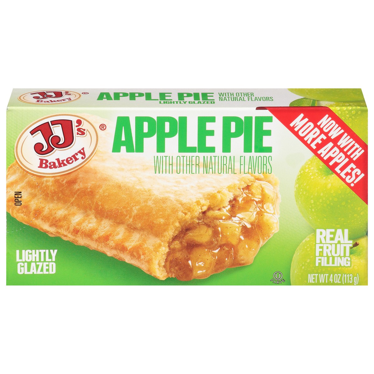 slide 1 of 9, JJ's Bakery Lightly Glazed Apple Pie 4 oz, 4 oz