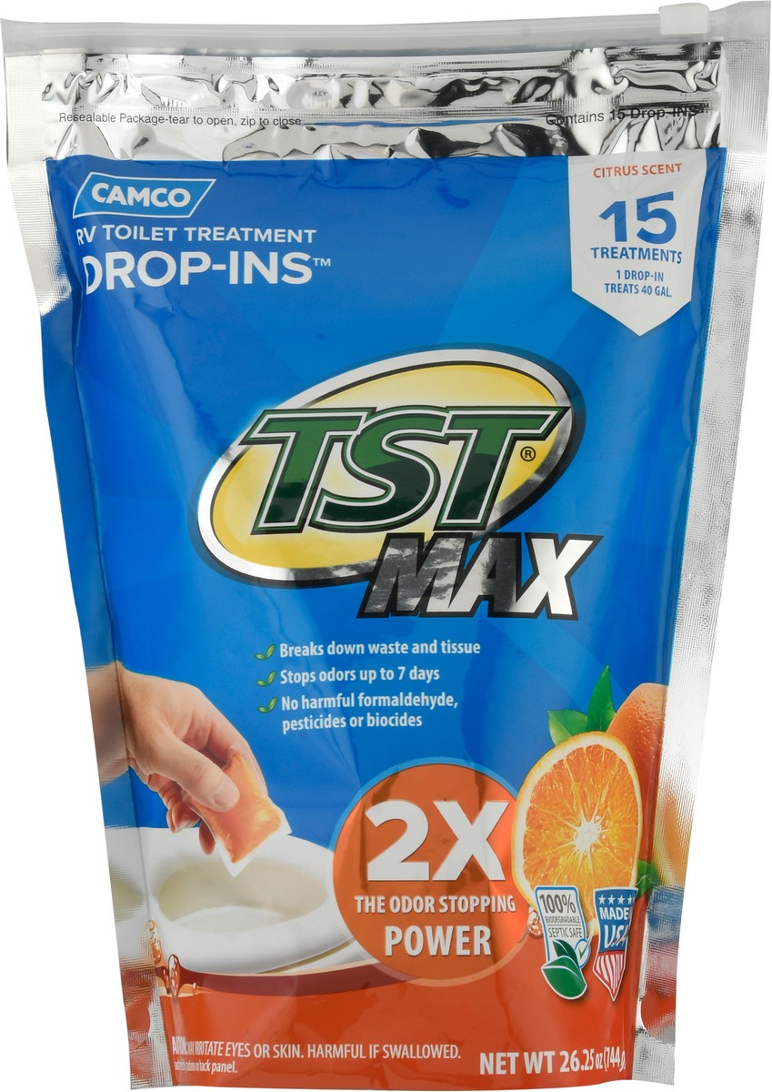 slide 7 of 12, Camco TST Max Drop-Ins Citrus Scent RV Toilet Treatment 26.25 oz, 26.25 oz