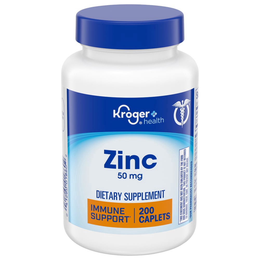 slide 4 of 4, Kroger Zinc Caplets 50Mg, 200 ct