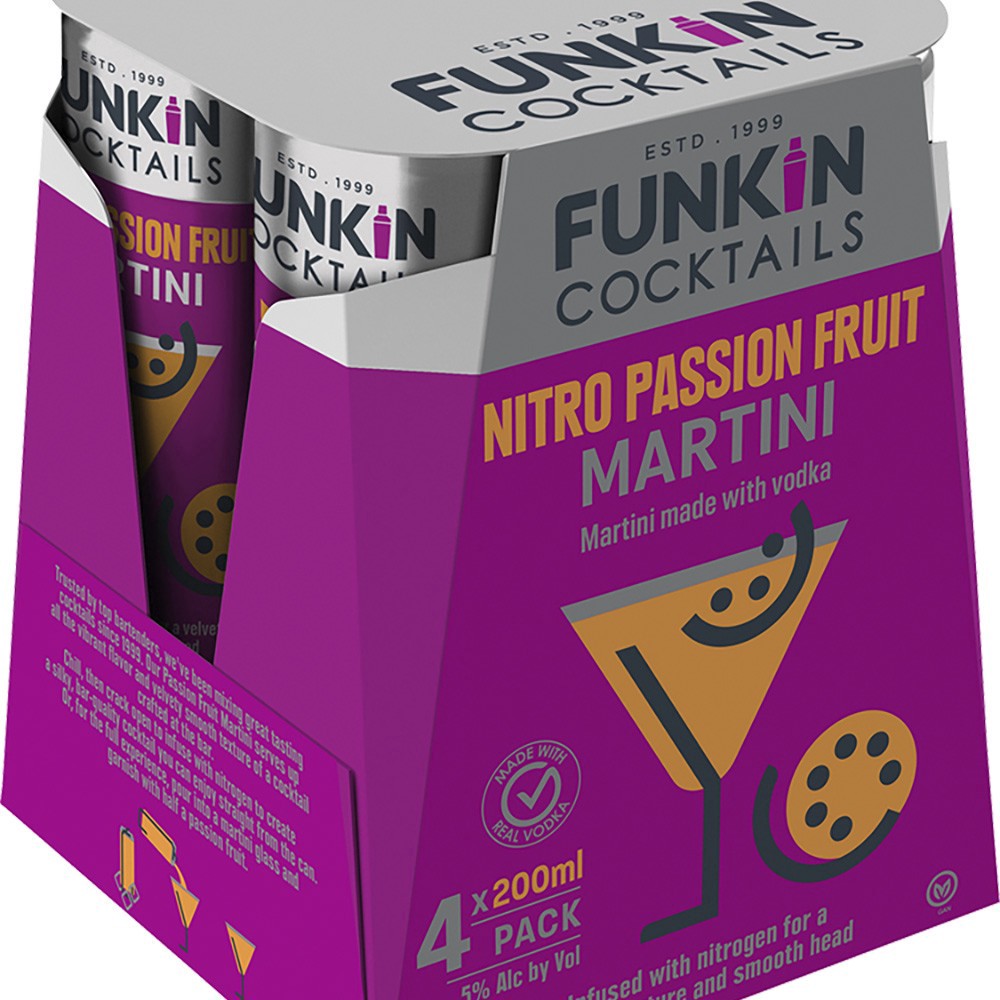 slide 1 of 1, Funkin Cocktails Nitro Passion Martini, 4 ct; 200 ml