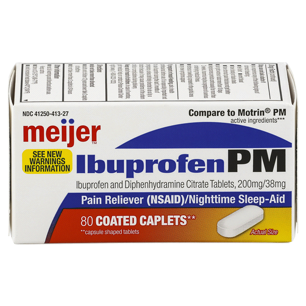 slide 1 of 1, Meijer Ibuprofen PM, 80 Coated Caplets, 80 ct