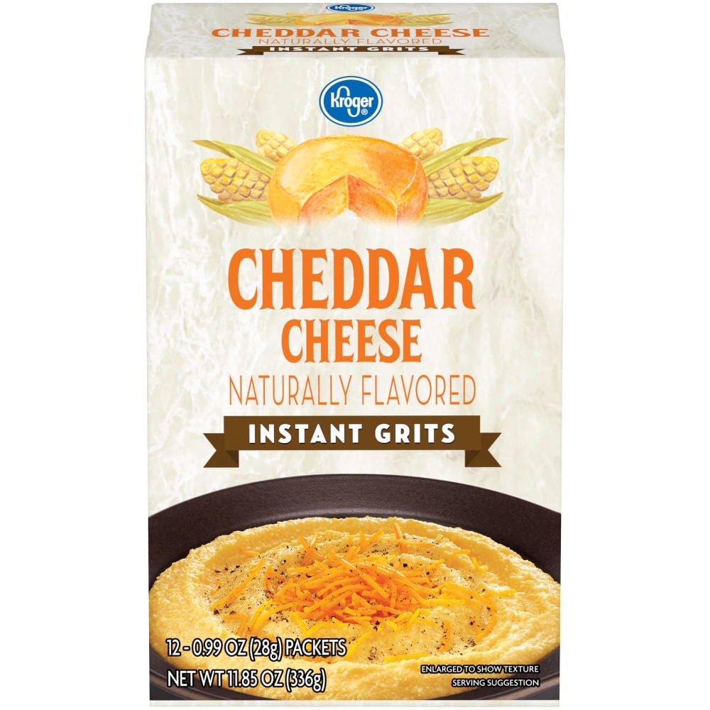 slide 1 of 1, Kroger Instant Cheddar Cheese Country Grits, 12 oz