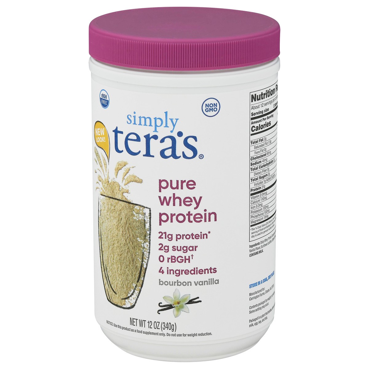 slide 3 of 11, Tera's Whey Dietary Supplement Protein Powder - Bourbon Vanilla, 12 oz