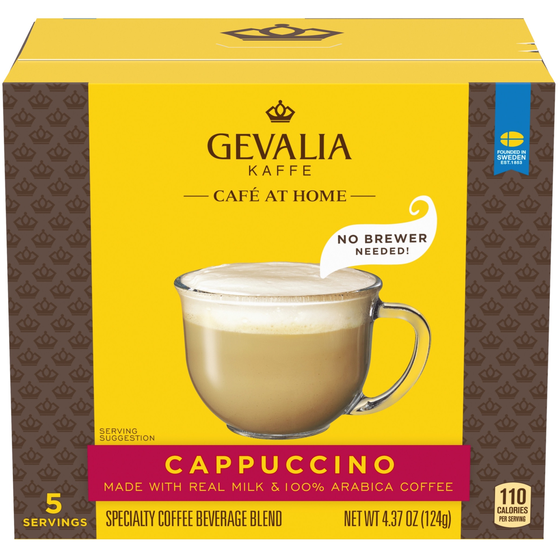 slide 1 of 2, Gevalia Café at Home Cappuccino Instant Coffee Specialty Beverage Blend Kit, 5 ct