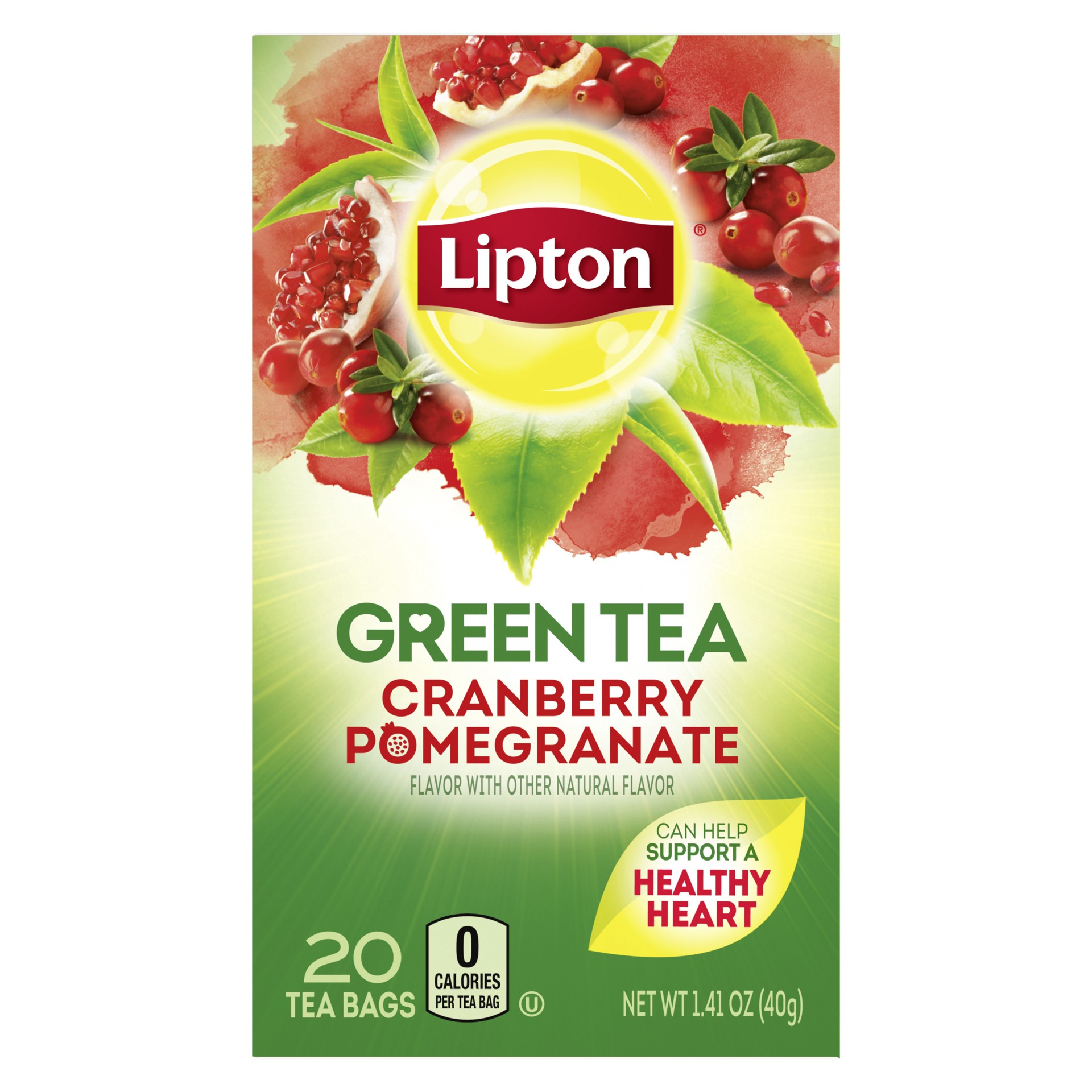 slide 1 of 4, Lipton Cran Pomegrante Green Tea, 20 ct