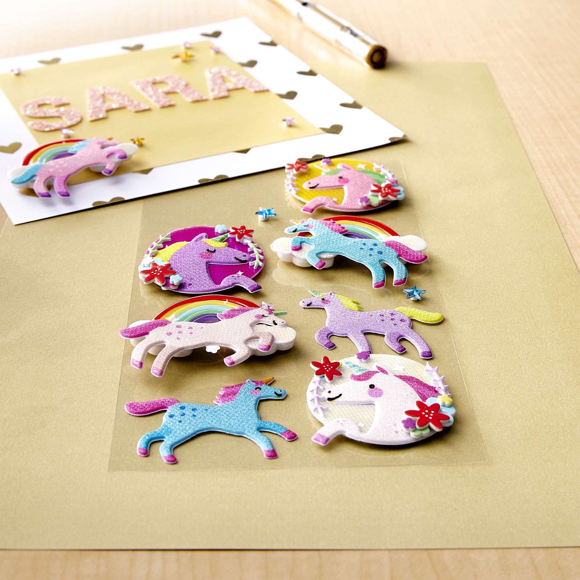 slide 2 of 3, Unicorn Stickers By Recollections, 3.75 in x 6.75 in