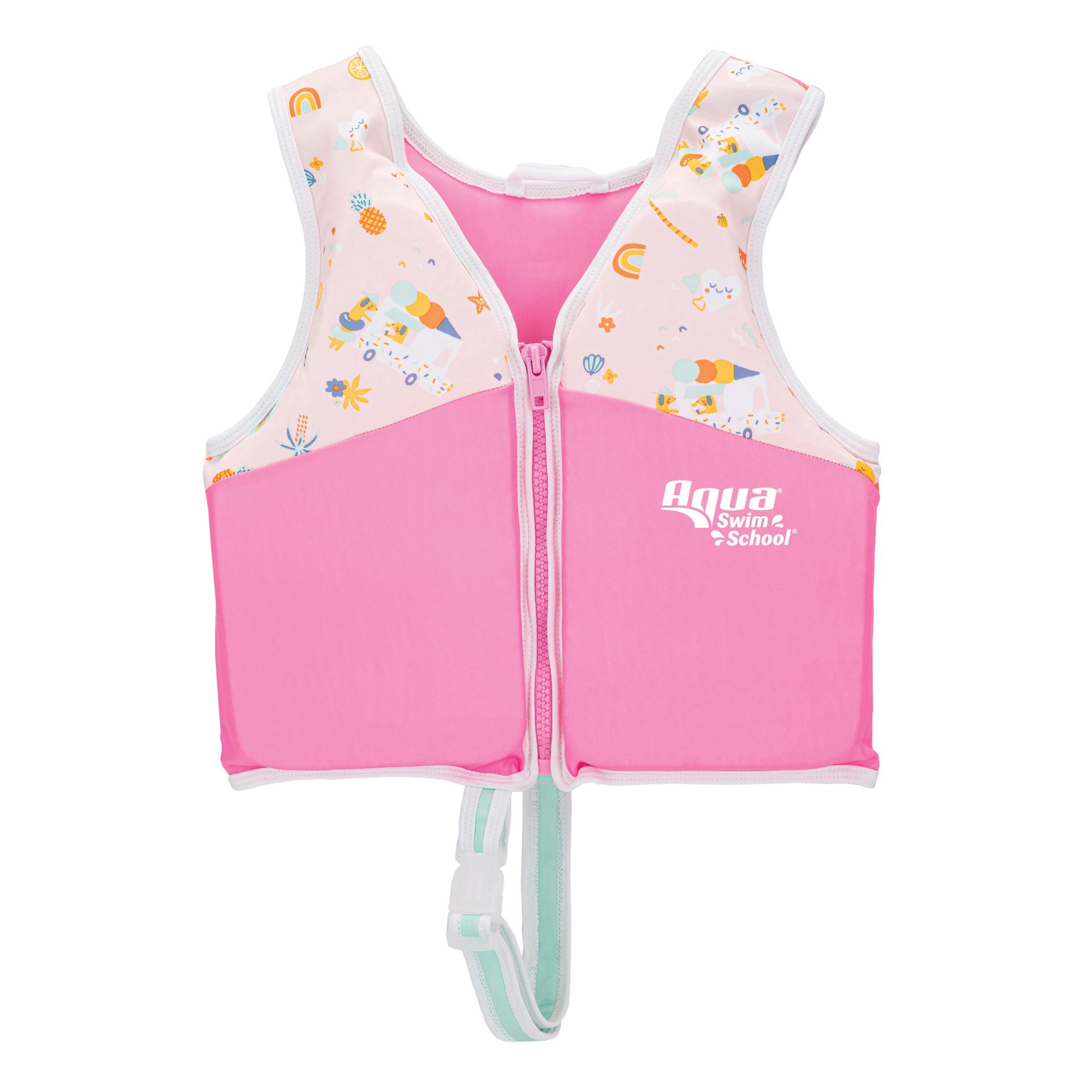 slide 1 of 1, Swim School Aqua Leisure Swim Trainer Vest with Safety Strap - Pink, Sm-Med