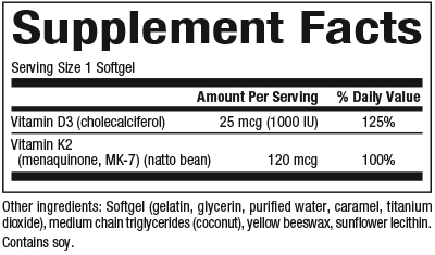 slide 2 of 2, Natural Factors Vitamin D3 K2, 60 ct