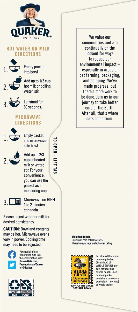 slide 4 of 8, Quaker Instant Oatmeal, Apples & Cinnamon, Value Pack, 20 ct