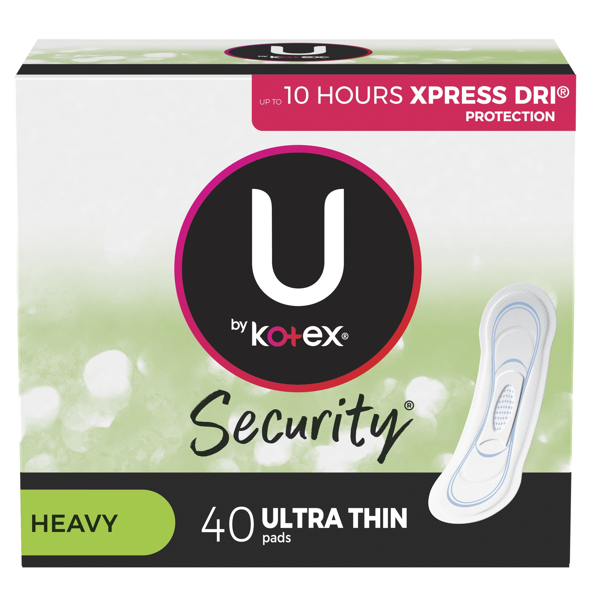 slide 1 of 16, U by Kotex Security Heavy Ultra Thin Pads 40 ea, 40 ct