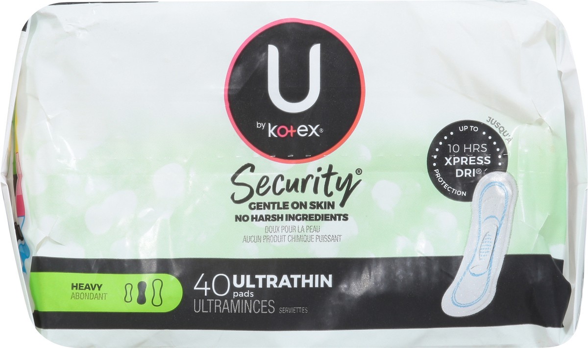 slide 10 of 16, U by Kotex Security Heavy Ultra Thin Pads 40 ea, 40 ct