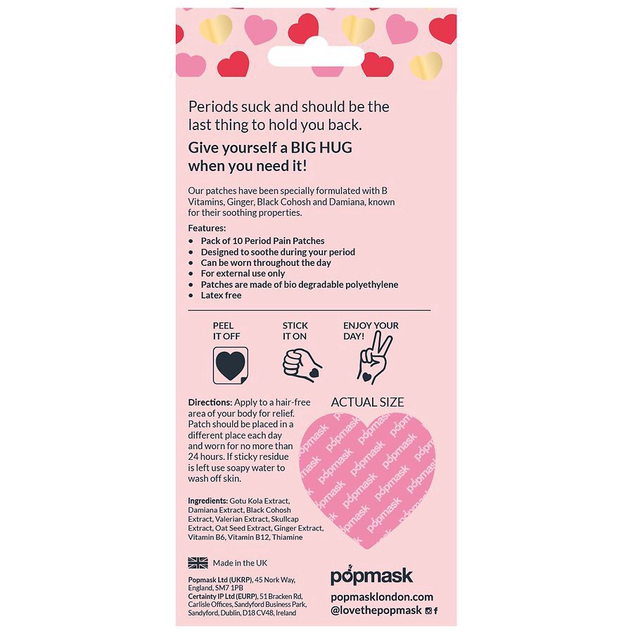 slide 2 of 5, Popmask Single Use Non-Medical Big Hug All Natural Period Support Patches 10 ea, 10 ct