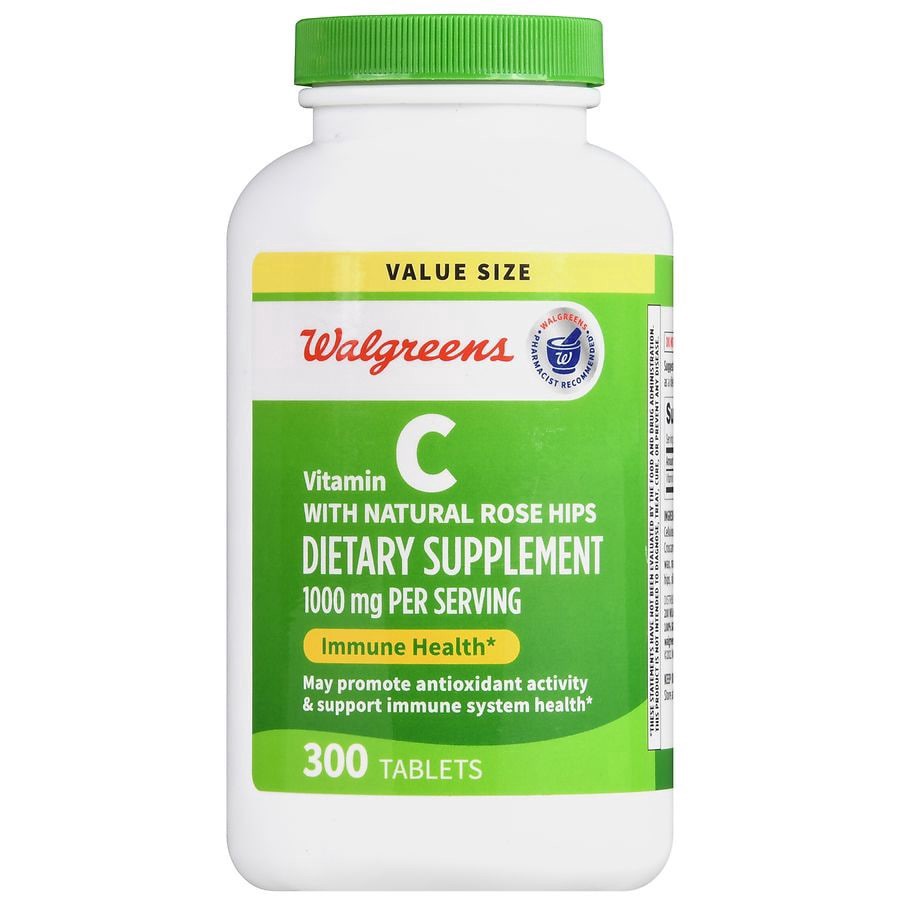 slide 5 of 5, Walgreens Vitamin C with Natural Rose Hips 1000 mg, 300 ct
