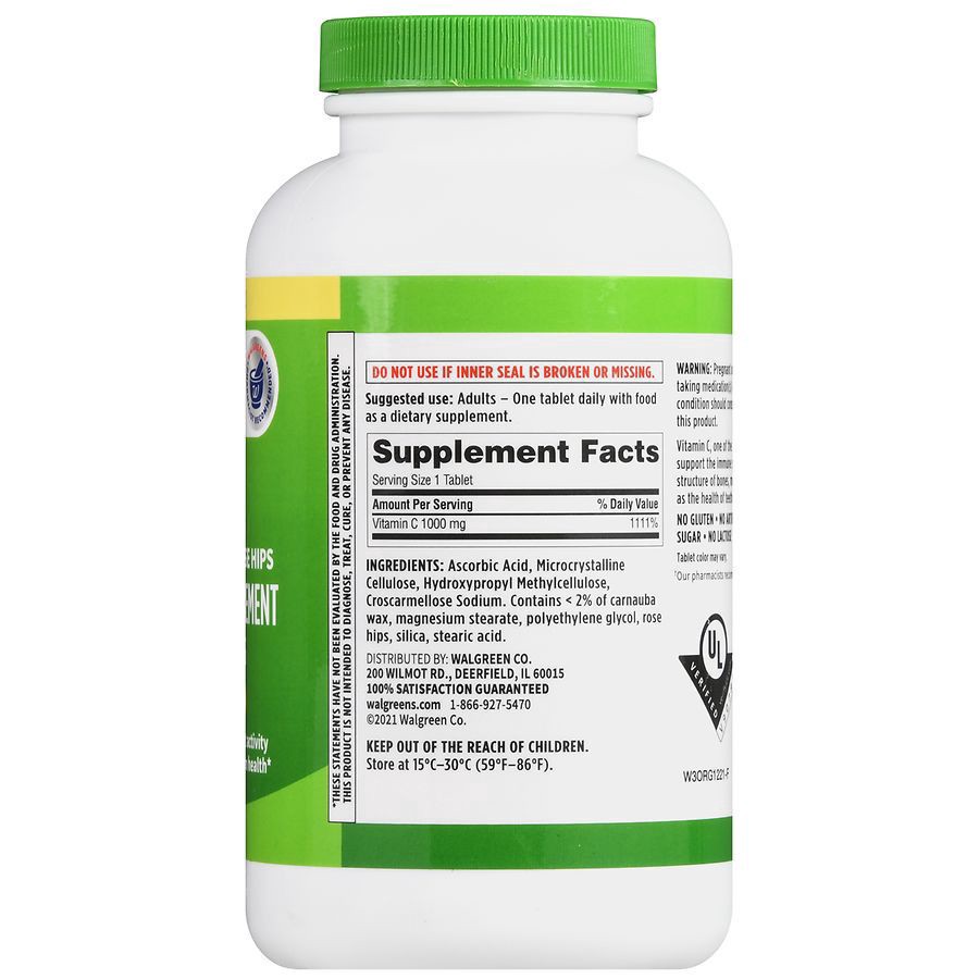 slide 3 of 5, Walgreens Vitamin C with Natural Rose Hips 1000 mg, 300 ct