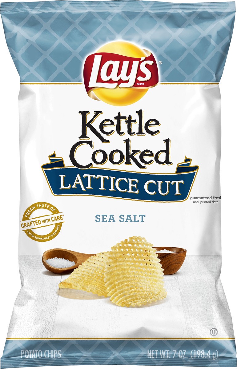 slide 4 of 5, Lay's Kettle Cooked Lattice Cut Potato Chips Sea Salt 7 Oz, 7 oz