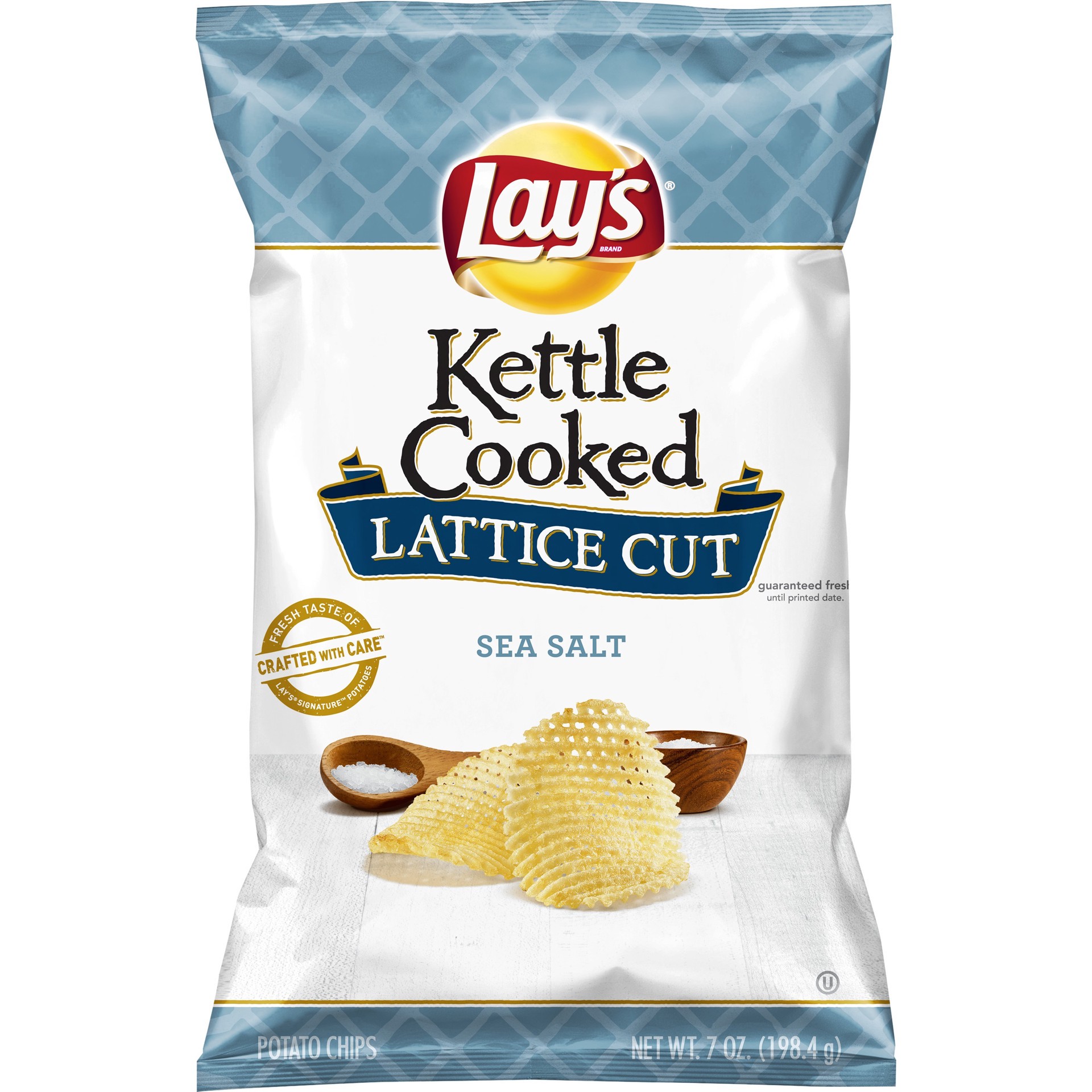 slide 1 of 5, Lay's Kettle Cooked Lattice Cut Potato Chips Sea Salt 7 Oz, 7 oz