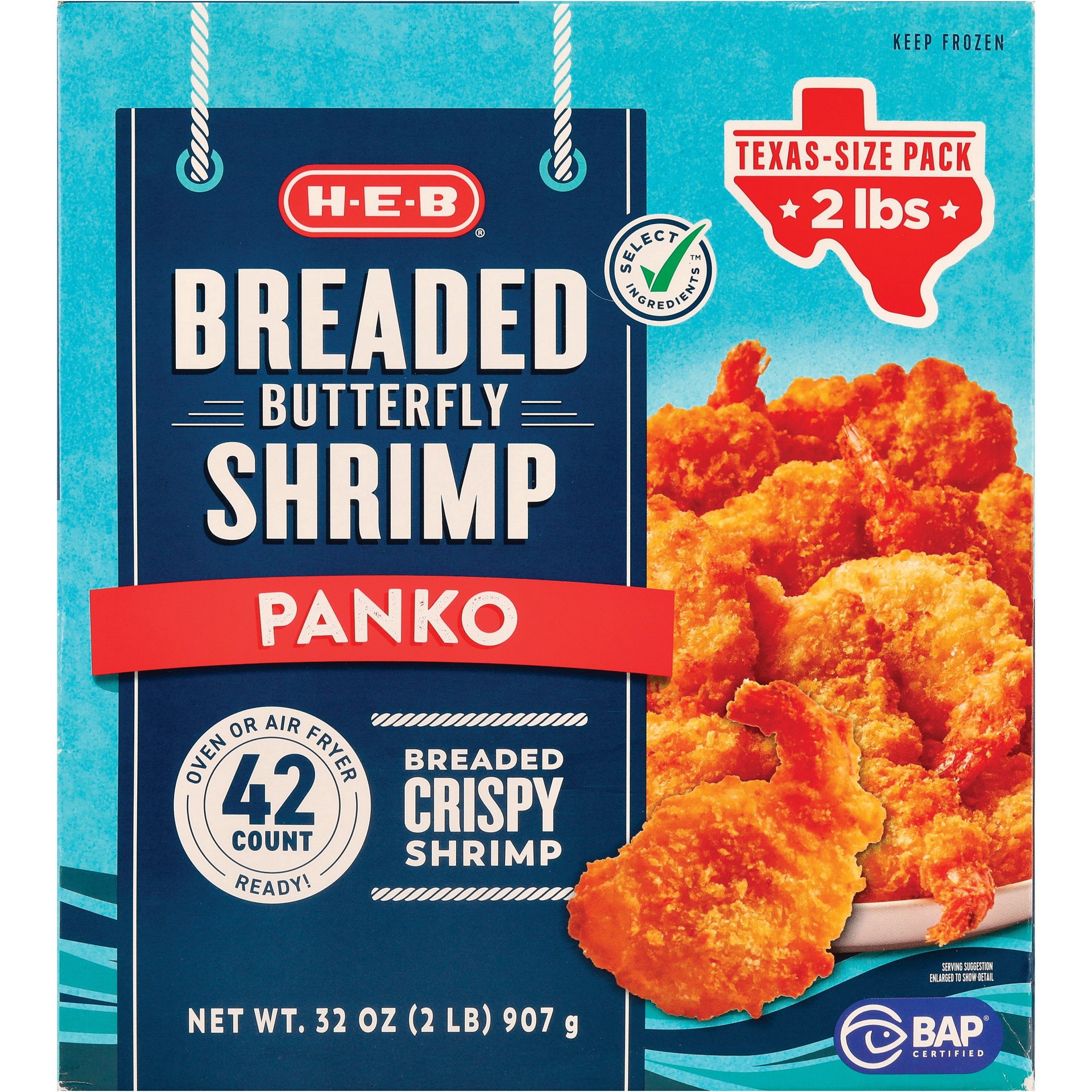 slide 1 of 1, H-E-B Frozen Panko-Breaded Butterfly Shrimp - Texas-Size Pack, 2 lb