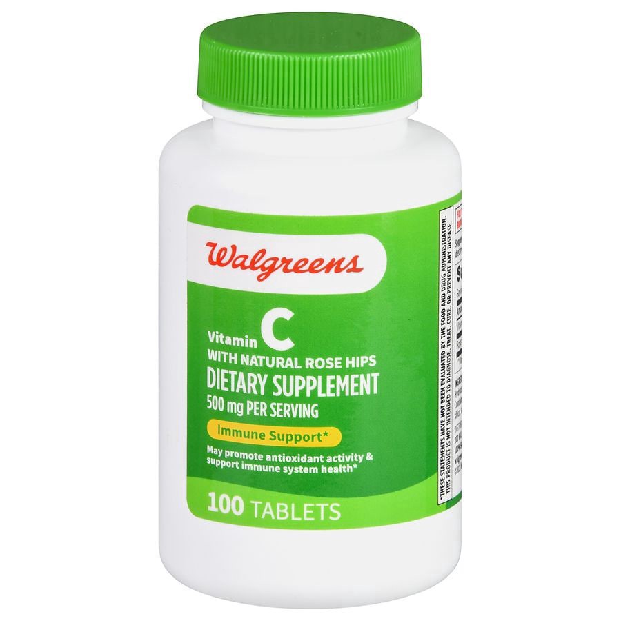 slide 1 of 5, Walgreens Vitamin C with Natural Rose Hips 500 mg, 100 ct