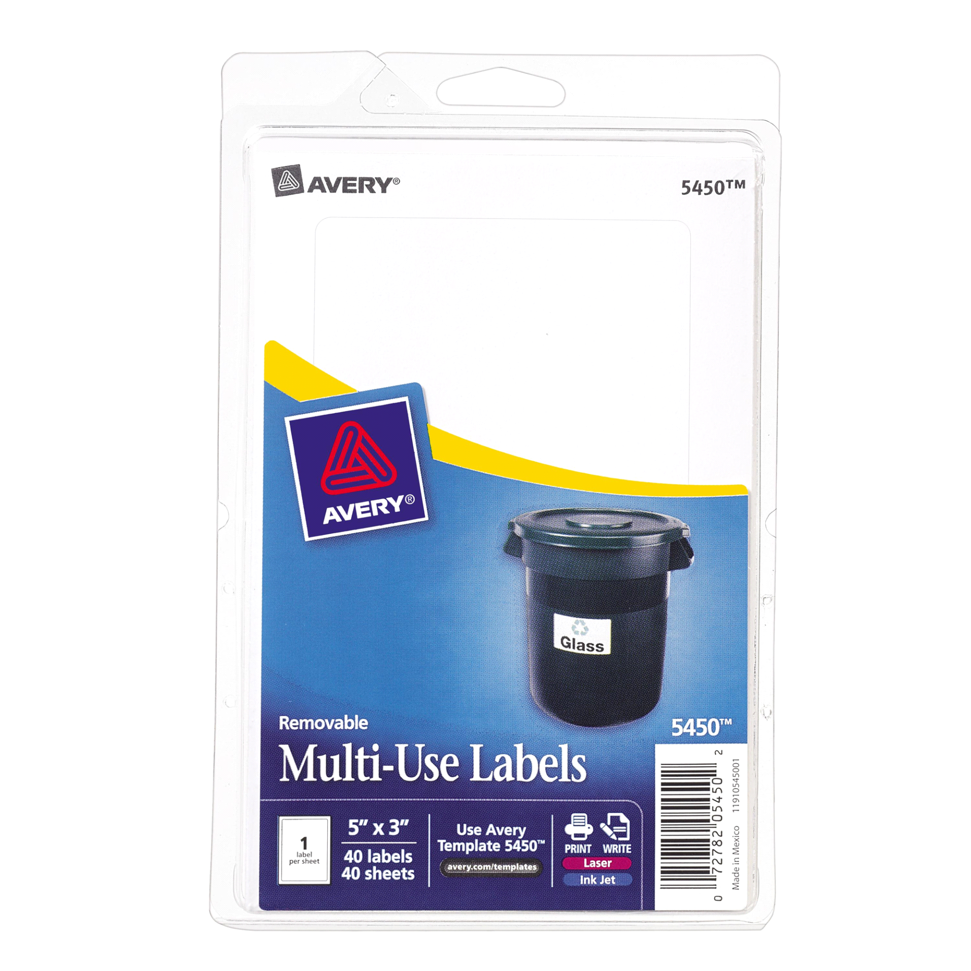 slide 1 of 1, Avery White Removable Multi-Use Labels, 40 ct