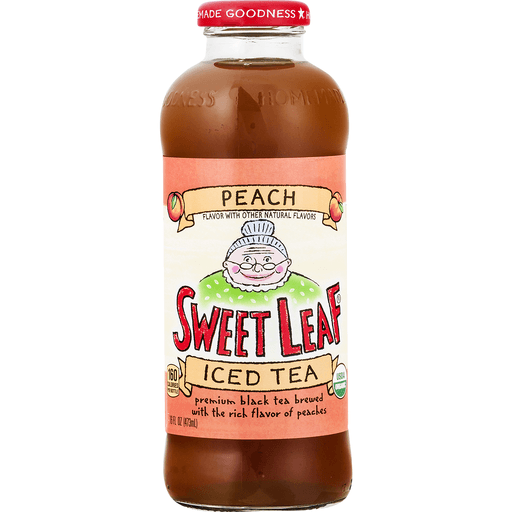 slide 4 of 9, SweetLeaf Organic Peach Iced Tea, 16 oz