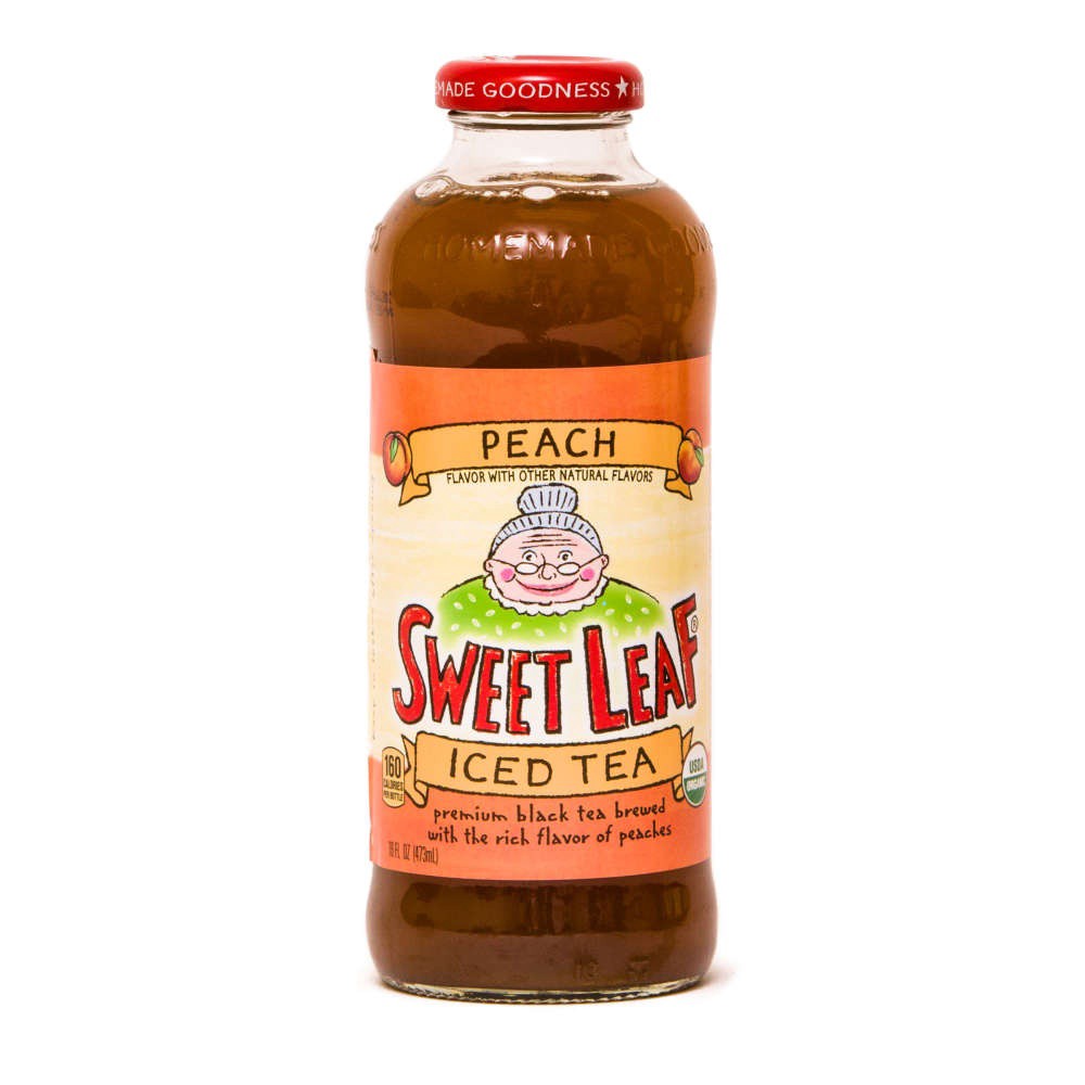 slide 1 of 9, SweetLeaf Organic Peach Iced Tea, 16 oz