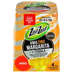 Zing Zang Amazing Mango Margarita with Tequila, Alcoholic Ready-to-Drink Canned Cocktails, 12 Fl Oz Can (Pack of 4)