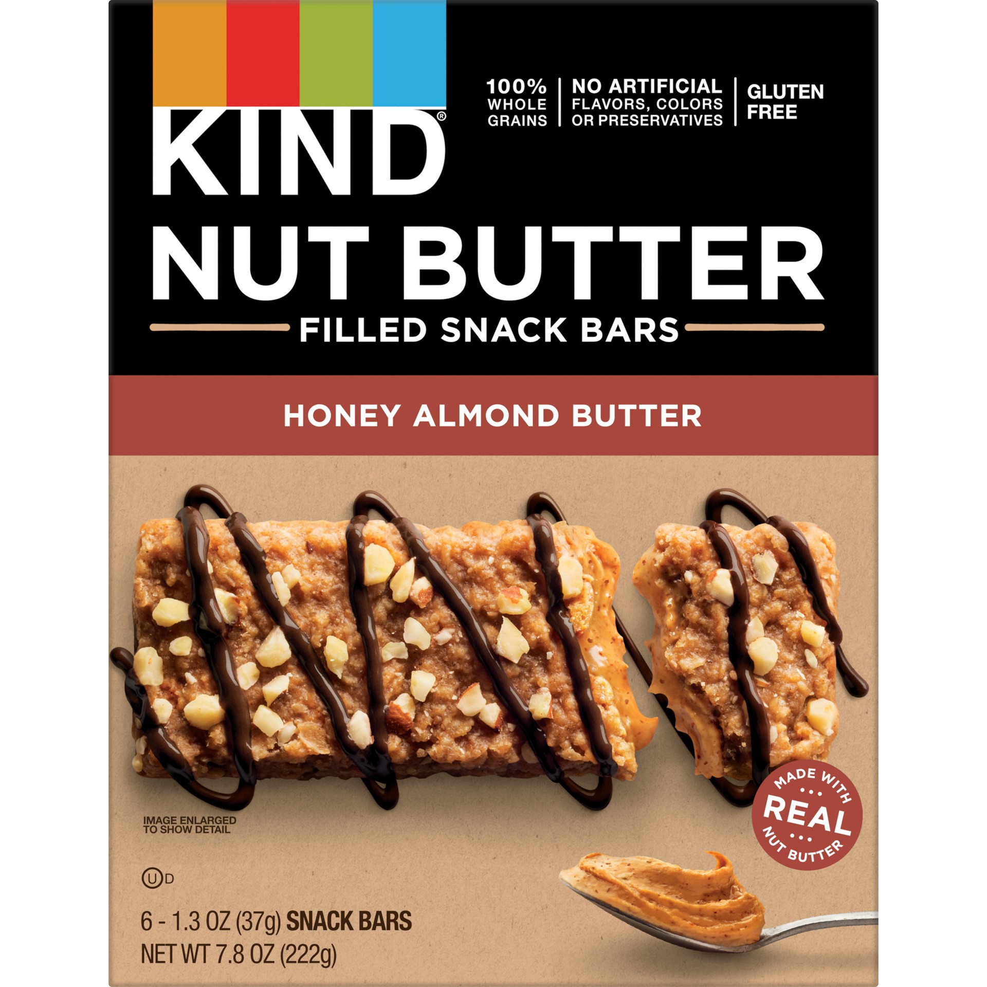 slide 1 of 1, KIND Nut Bars, Honey Almond Butter Nut Butter Filled Bars, 1.3 oz, 6 Count, 7.8 oz