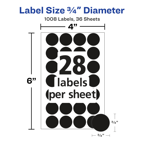 slide 5 of 6, Avery® Color-Coding Removable Labels, 5459, Round, 3/4 Inch Diameter, Black, Pack Of 1,008 Non-Printable Dot Stickers, 1008 ct