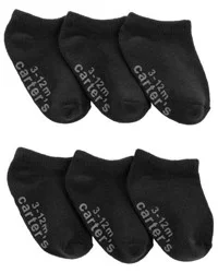 Carter's Baby 6-Pack No Show Socks Black 0-3