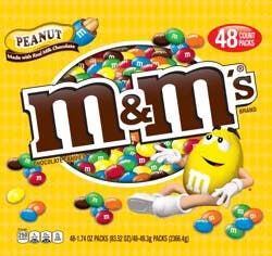 M&M'S Peanut Chocolate Candy, Full Size 1.74 oz Bag, Pack of 48 Bulk Candy Chocolate
