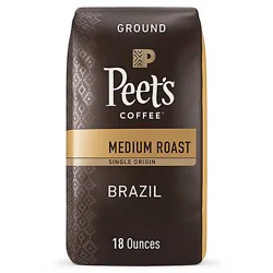 Peet's Coffee Single Origin Brazil Medium Roast Ground Coffee Bag- 18 oz