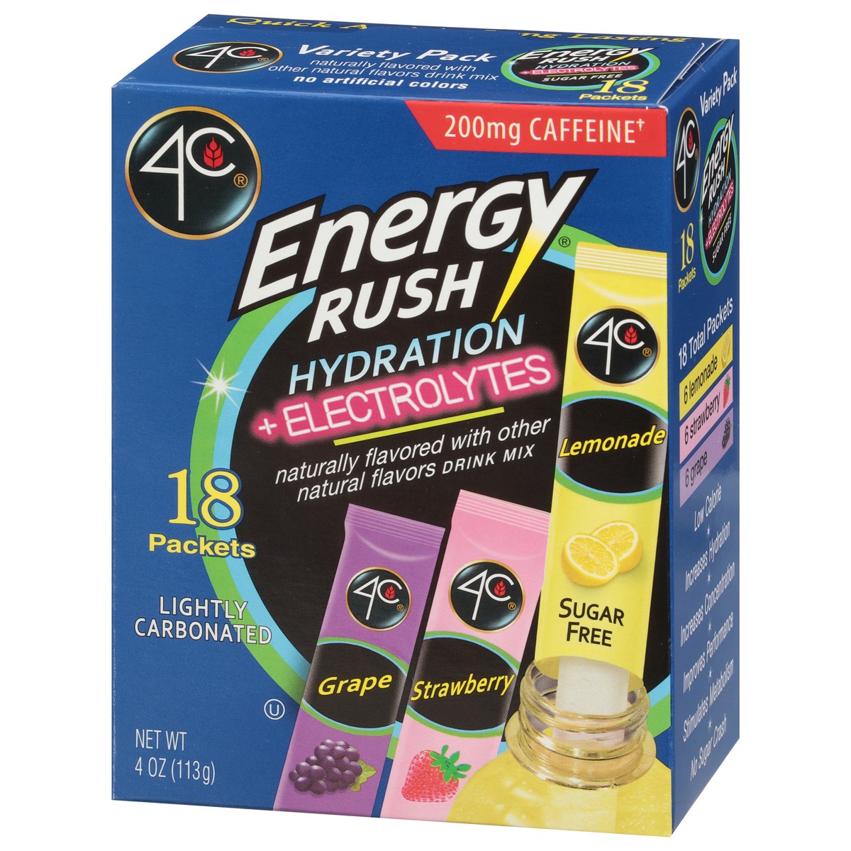 slide 7 of 14, 4C Energy Rush Hydration + Electrolytes Drink Mix Variety Pack - 18 ct, 18 ct