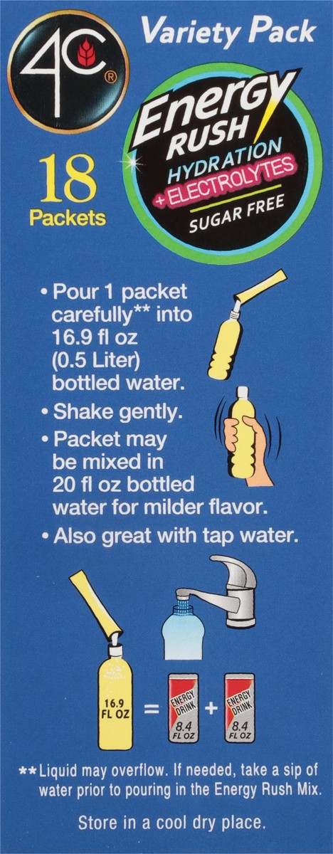 slide 11 of 14, 4C Energy Rush Hydration + Electrolytes Drink Mix Variety Pack - 18 ct, 18 ct