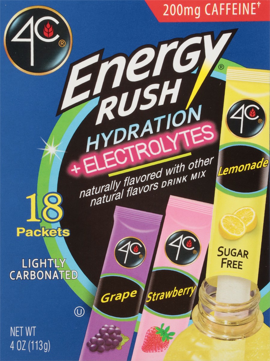 slide 13 of 14, 4C Energy Rush Hydration + Electrolytes Drink Mix Variety Pack - 18 ct, 18 ct