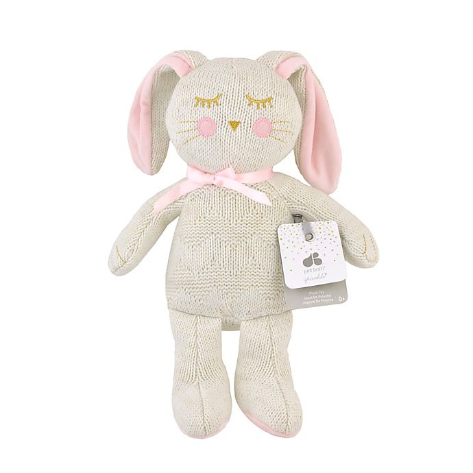 slide 1 of 5, Just Born Sparkle Bunny Sweater Knit Plush Toy, 1 ct