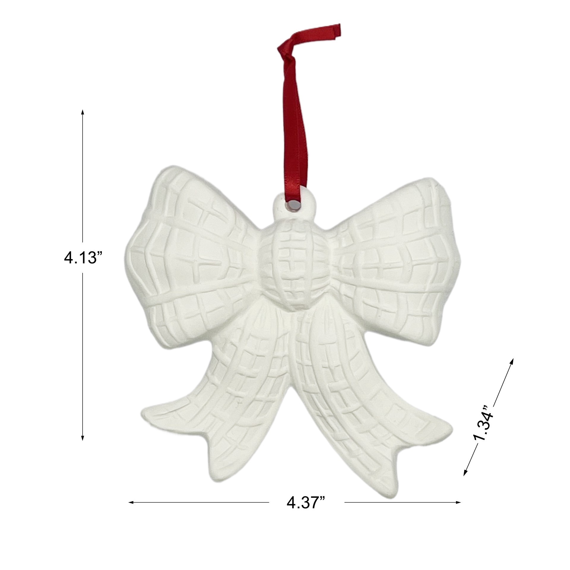 slide 3 of 6, 4.5" Diy Ceramic 3d Bow Ornament By Make Market, 4.37 in x 1.34 in x 4.13 in