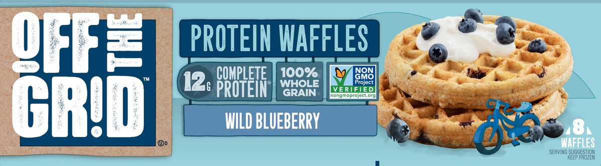 slide 7 of 10, Off The Grid Kellogg's Off the Grid Frozen Waffles of Complete Protein, Wild Blueberry, 10.7 oz