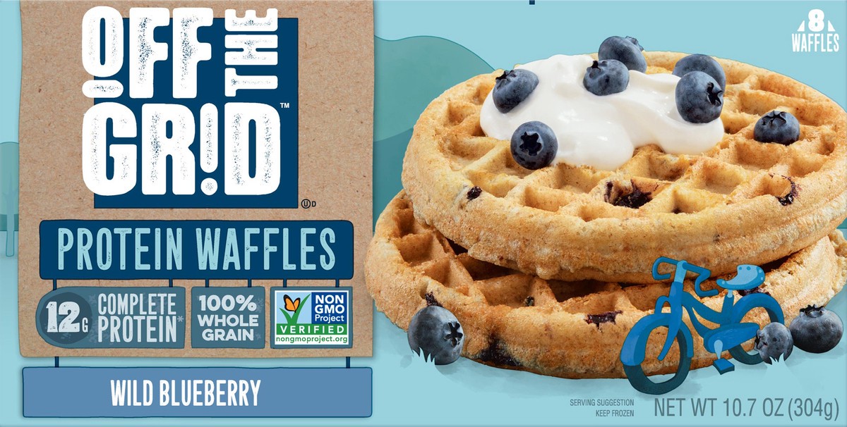 slide 8 of 10, Off The Grid Kellogg's Off the Grid Frozen Waffles of Complete Protein, Wild Blueberry, 10.7 oz