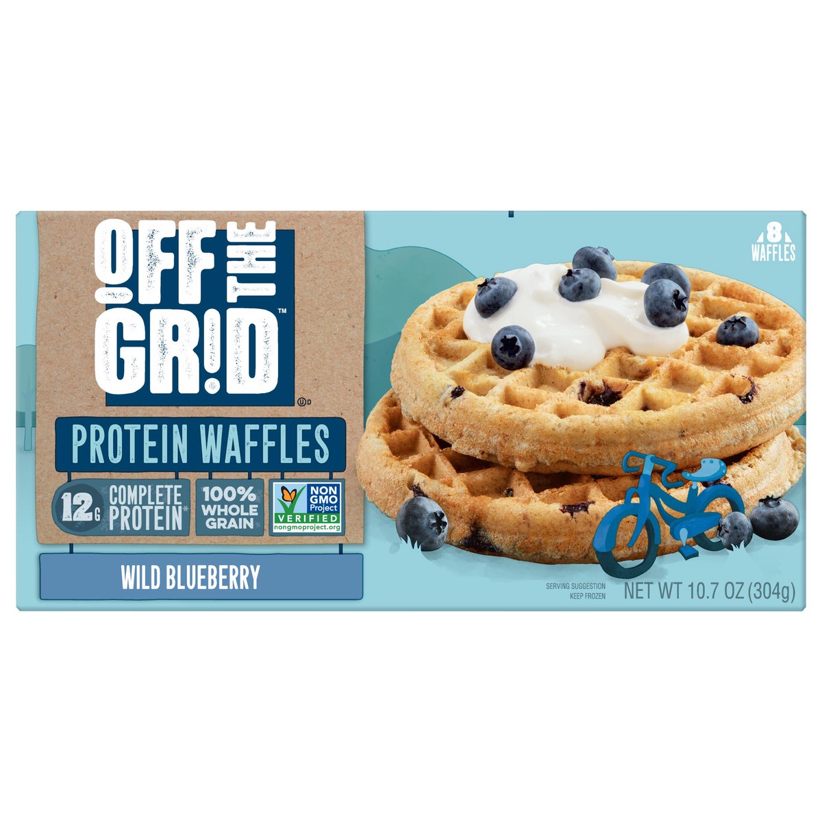 slide 1 of 10, Off The Grid Kellogg's Off the Grid Frozen Waffles of Complete Protein, Wild Blueberry, 10.7 oz