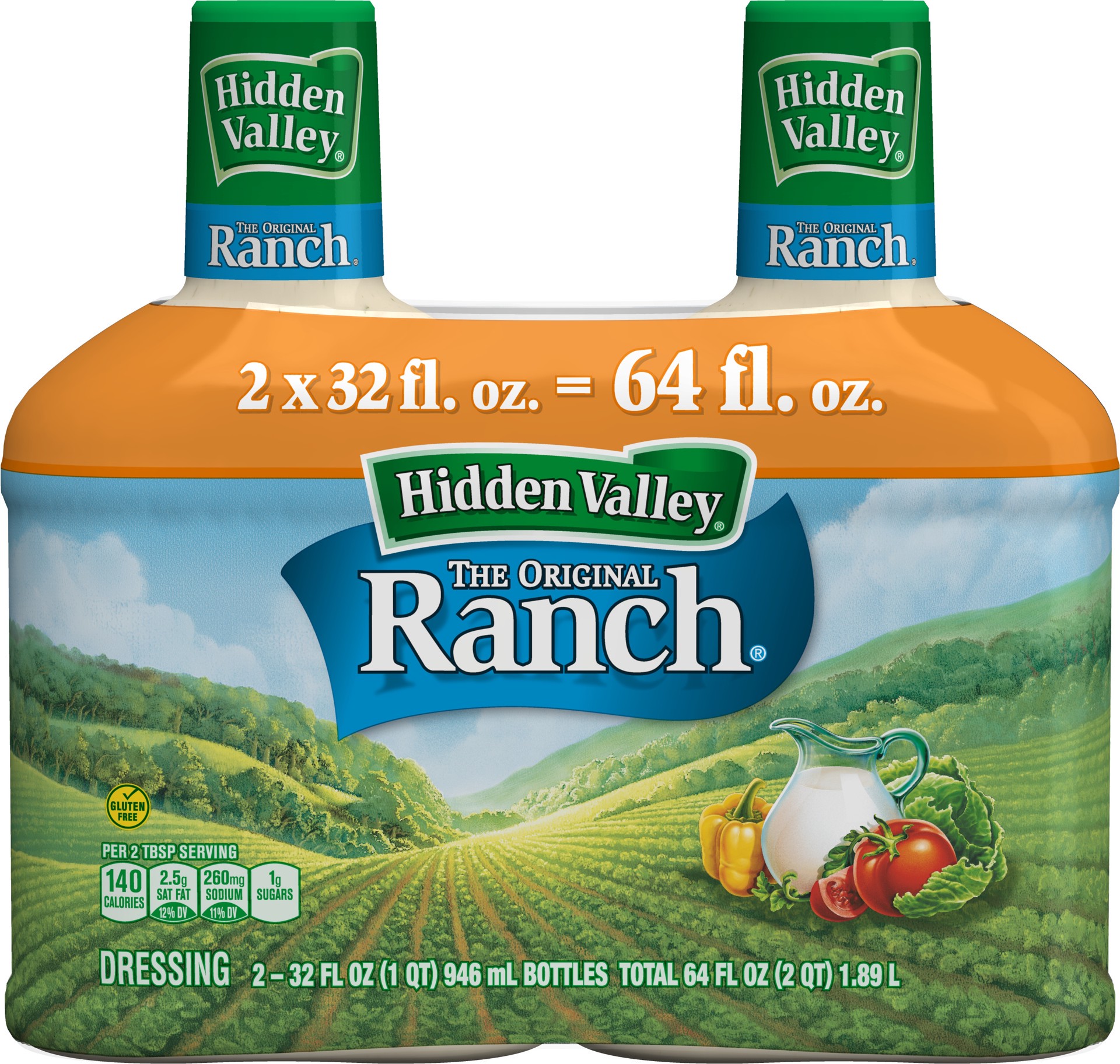 slide 1 of 1, Hidden Valley Original Ranch Salad Dressing & Topping, Gluten Free  - 32 Ounce Bottle - 2 Pack, 2 ct; 32 oz