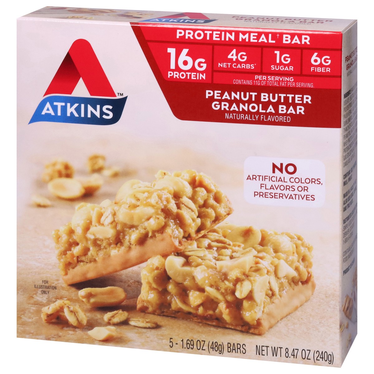 slide 3 of 9, Atkins Granola Bar, Peanut Butter, 8.5 oz