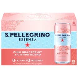 S.Pellegrino Essenza Pink Grapefruit & Citrus Flavored Mineral Water with CO2 Added, 8 Pack of 11.15 Fl Oz Cans
