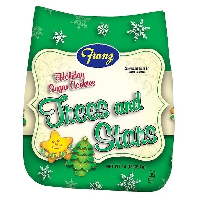 slide 1 of 1, Franz Bake Shoppe Trees & Stars Holiday Sugar Cookies, 14 oz